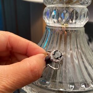 Slive ring with black stone